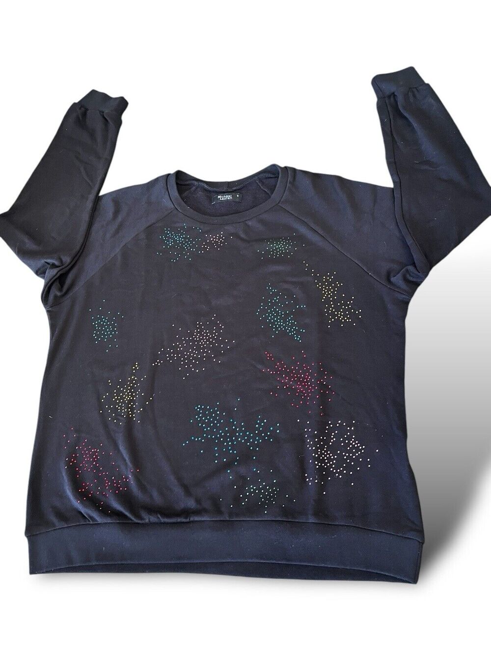 Michael Lauren Women’s Black Pullover Sweater Colorful Studs Bling Small